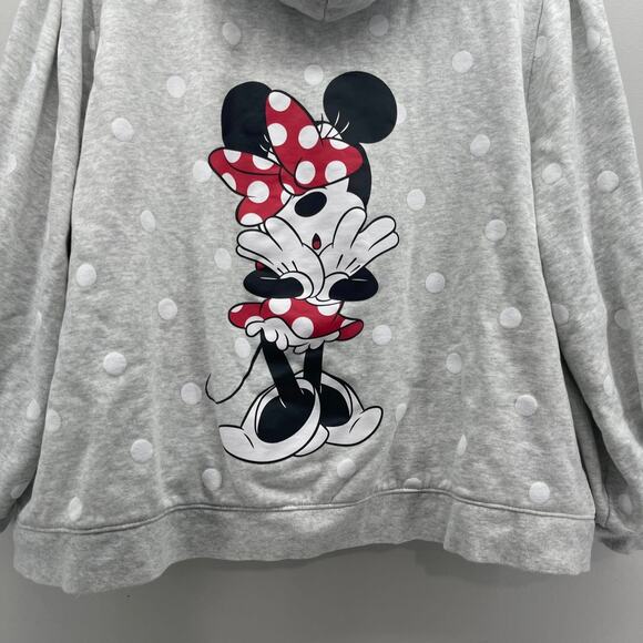 Disney Minnie Mouse Hooded Sweatshirt Womens 2X Peek a Boo Polka Dot Zip Up - Picture 6 of 9